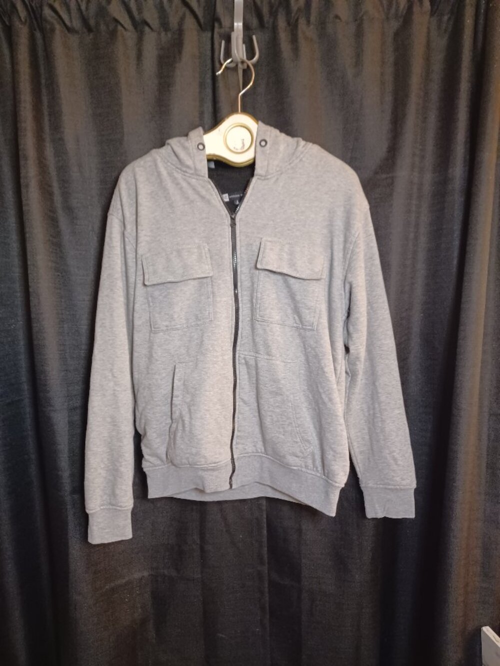Modern Culture Gray Cotton Zip Up Hoodie Sweatshirt Size Large